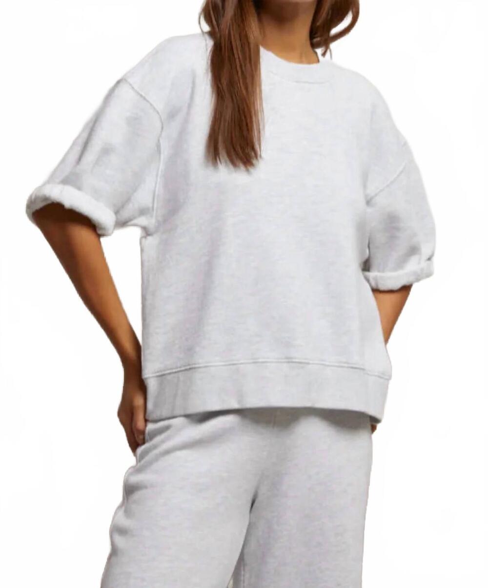 NEW PERFECTWHITETEE rebecca cotton short sleeve sweatshirt in heather grey